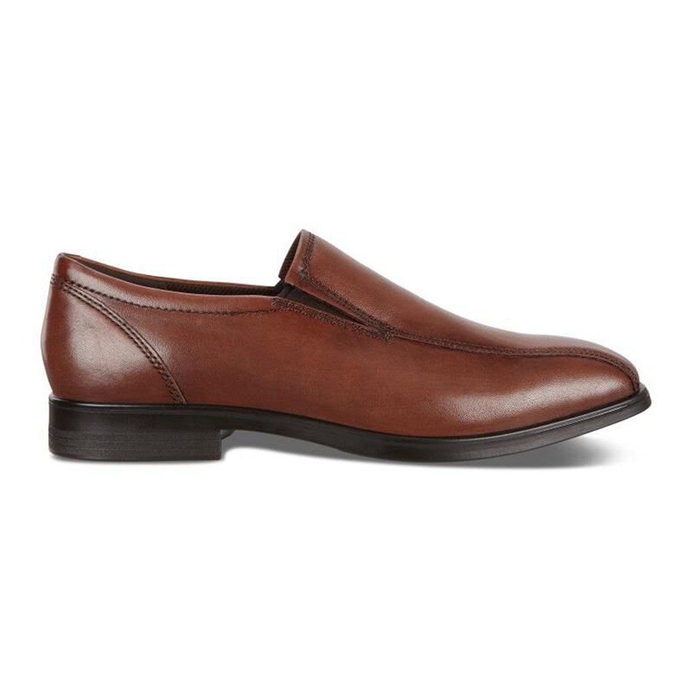 ECCO Mens Slip On Brown - Queenstown Bike Toe - IYU-246073